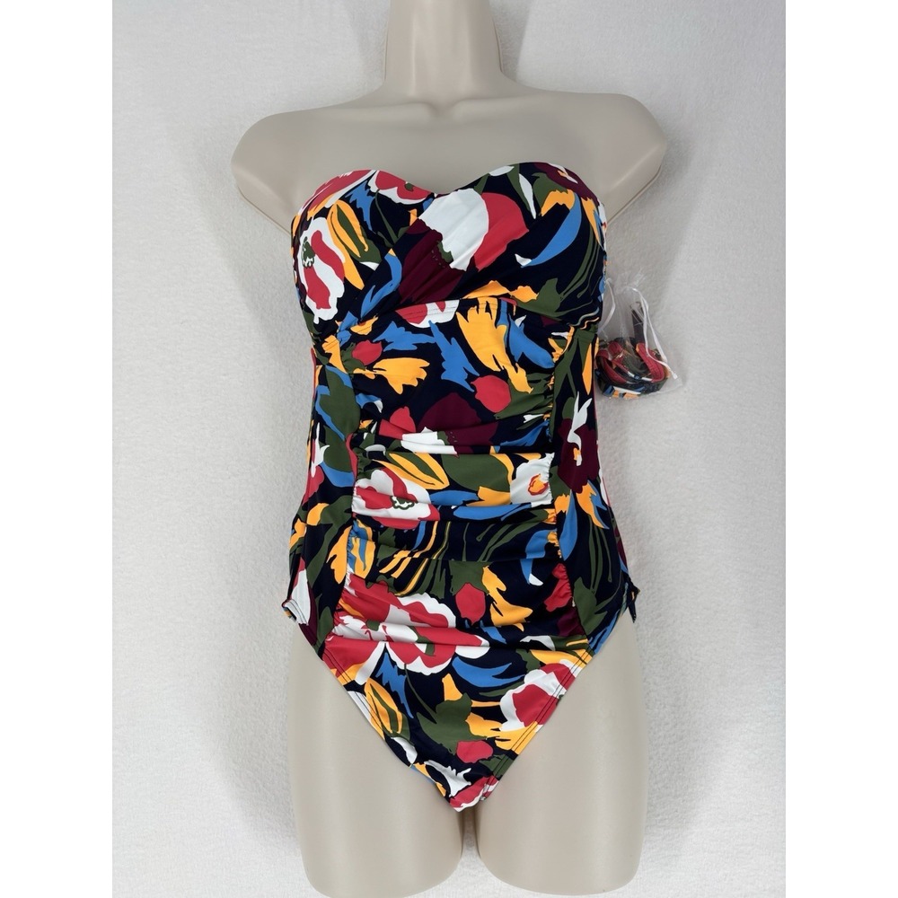 Anne Cole One Piece Shirred Swimsuit Size 10 Removable Straps New With Tags - Picture 8 of 8